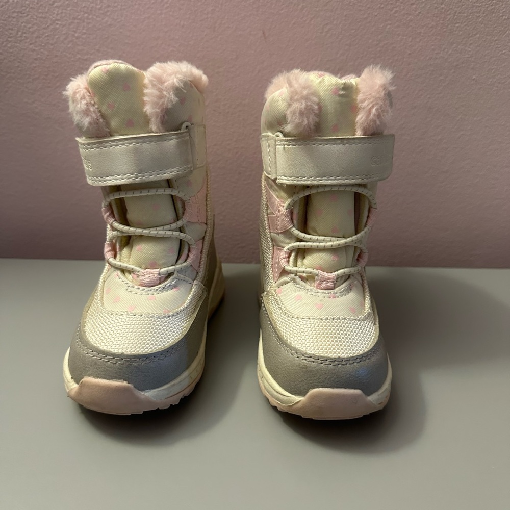 Carters pink and white snow boots size 6 toddler